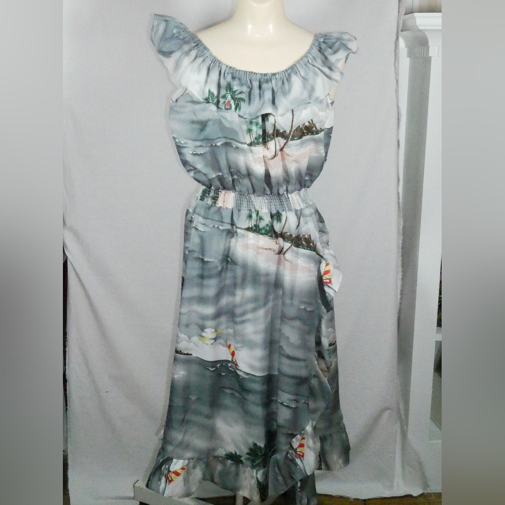 Vintage Casual Wear Womens Hawaiian Dress Size Large Made In USA